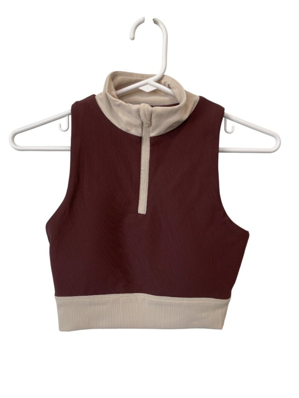 Wilo The Label Athletic Crop Top Small Half Zip Sleeveless Ribbed Colorblock Gym
